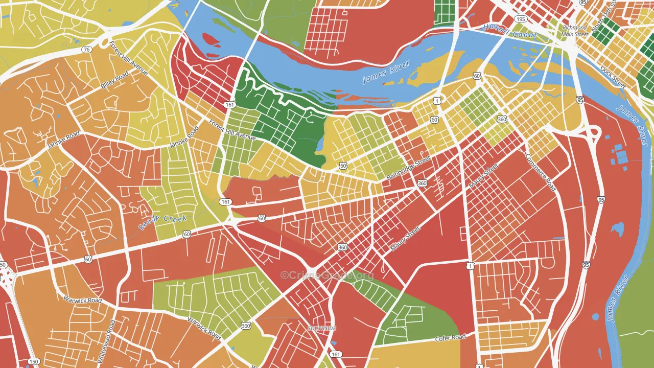 Reedy Creek, Richmond, VA Map of Assault Rates