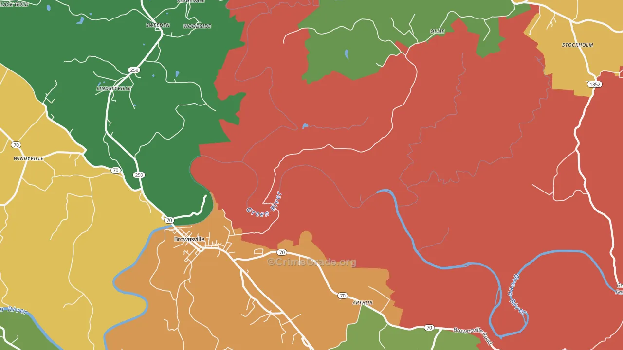 Reedyville, KY Map of Assault Rates