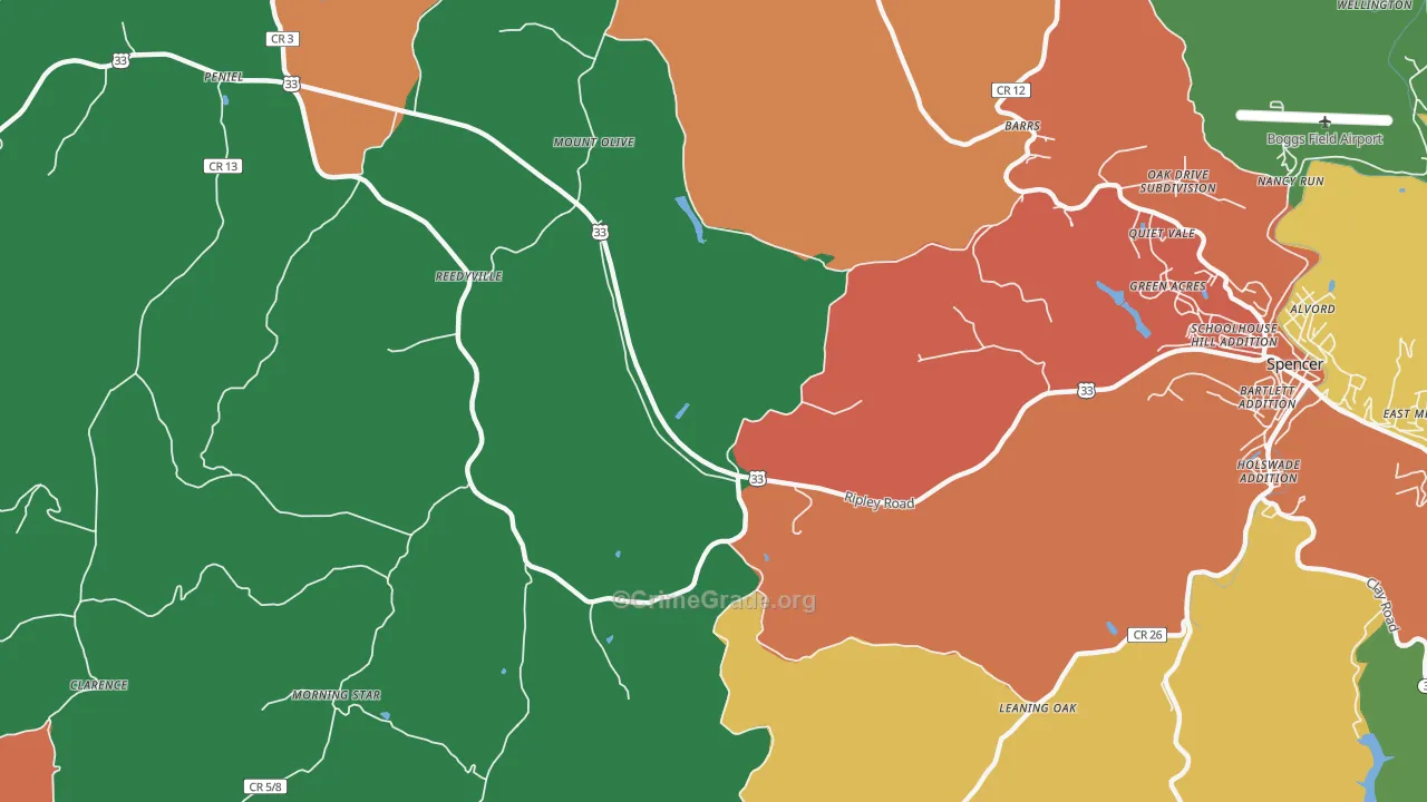 Reedyville, WV Map of Assault Rates