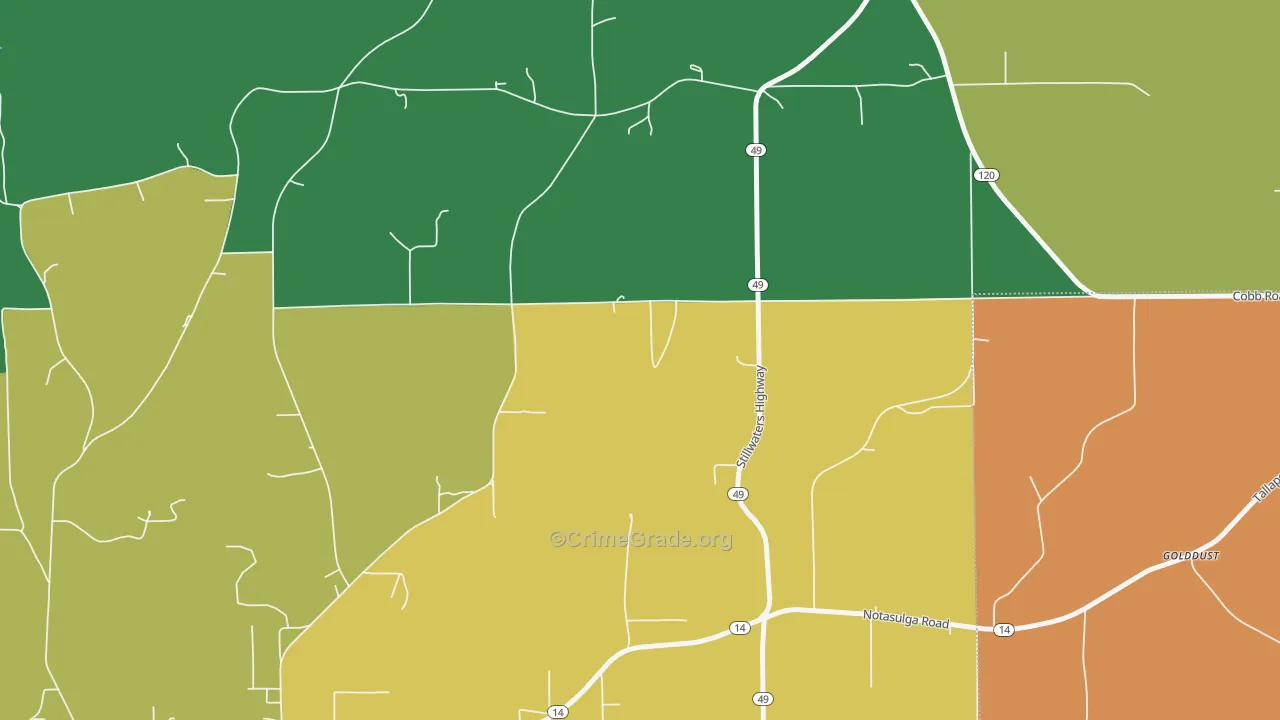 Reeltown, AL Map of Assault Rates