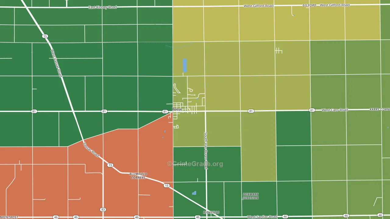 Reese, MI Map of Assault Rates