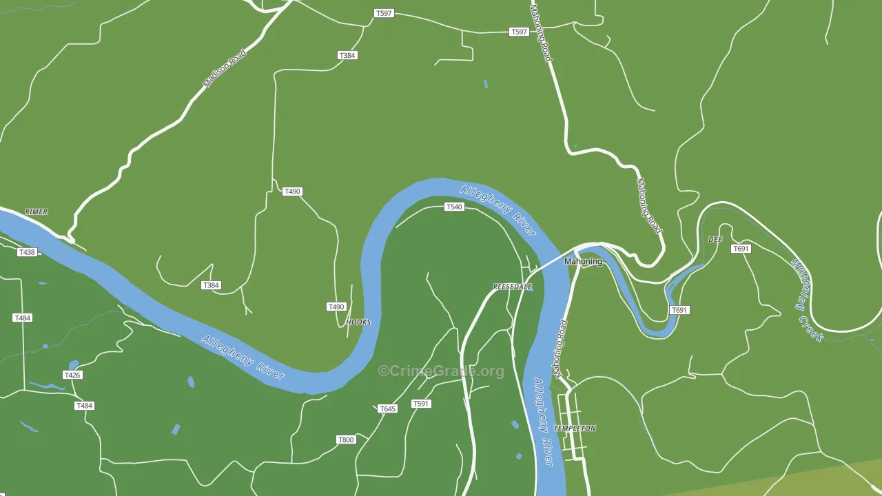 Reesedale, PA Map of Assault Rates