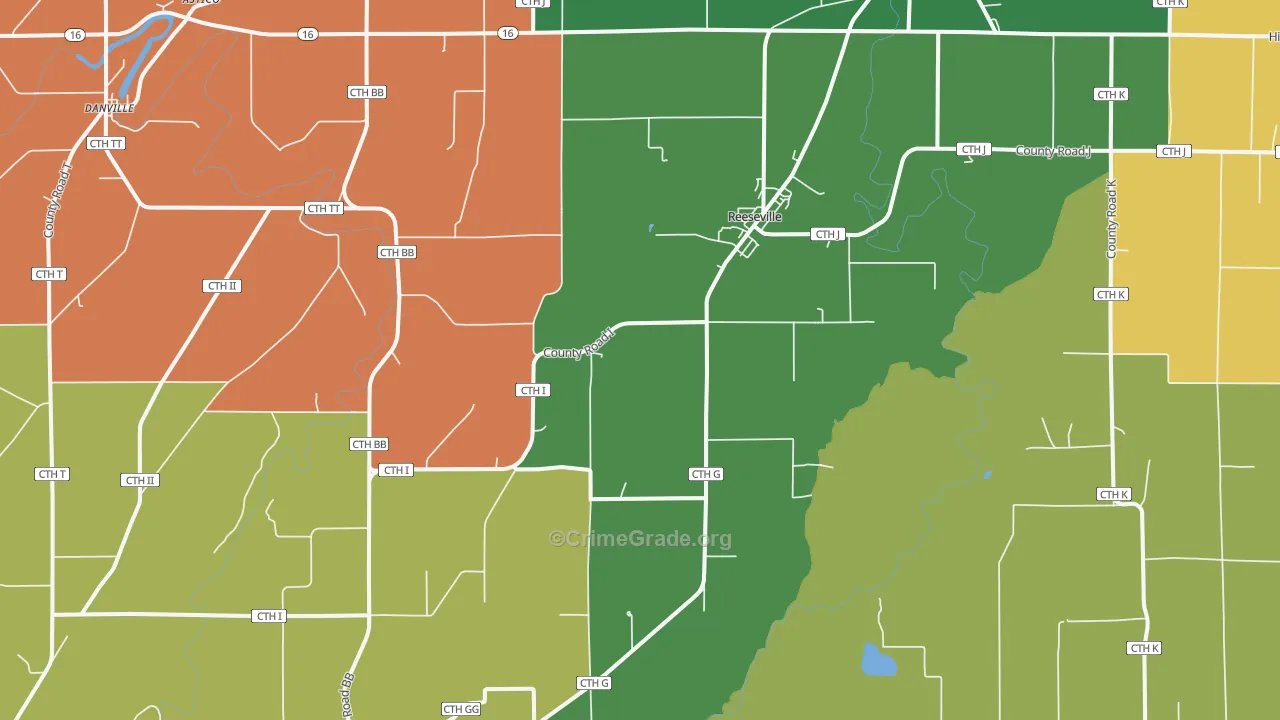 Reeseville, WI Map of Assault Rates