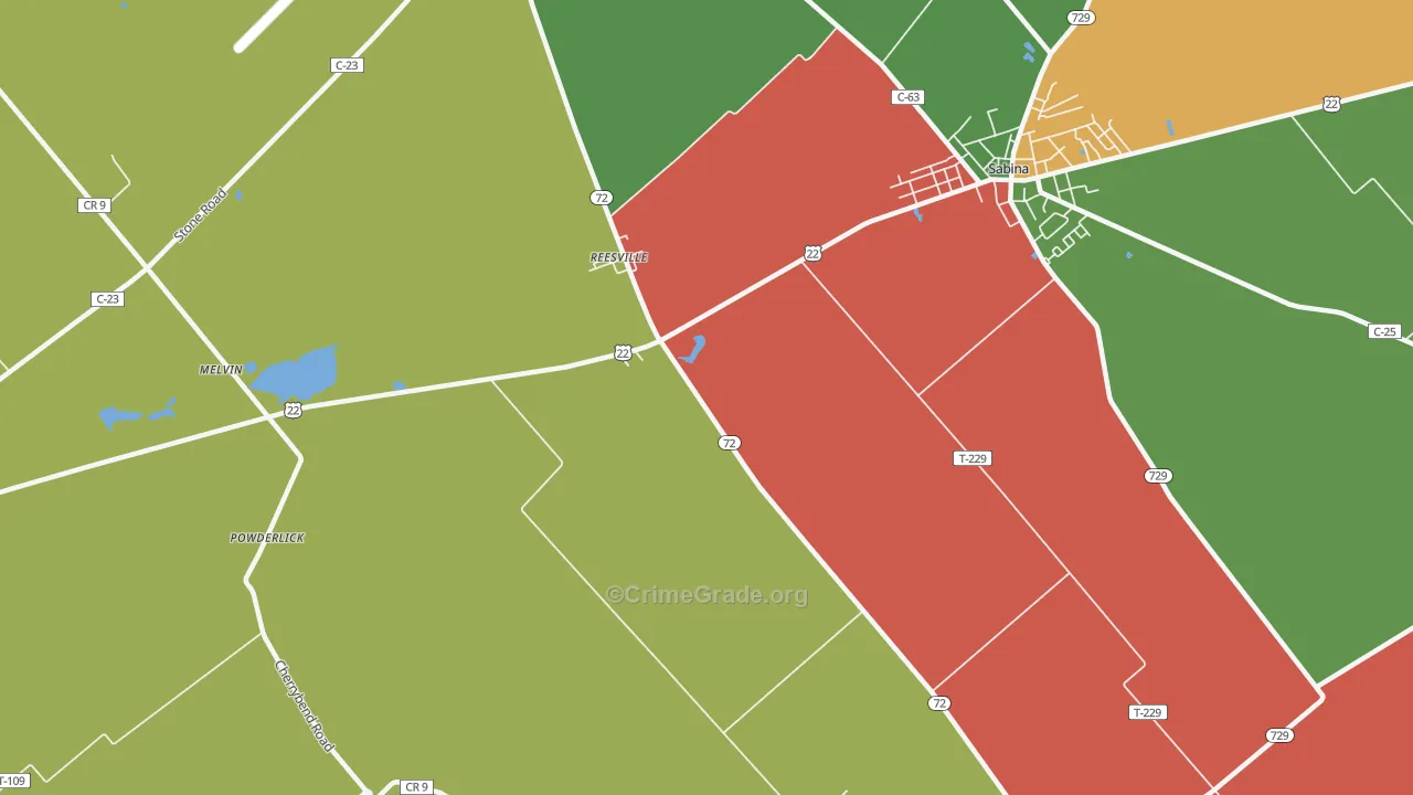 Reesville, OH Map of Assault Rates