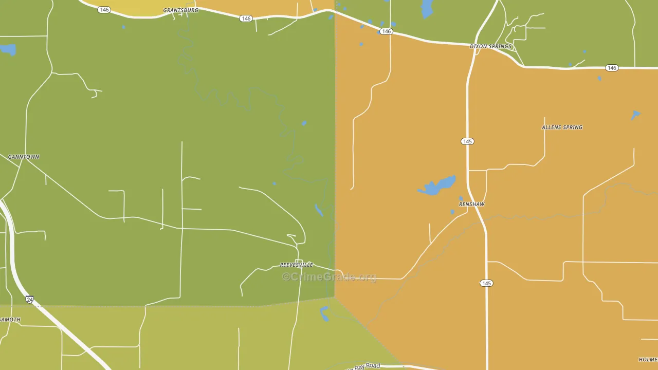 Reevesville, IL Map of Assault Rates