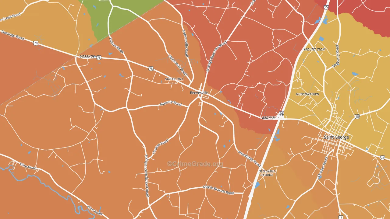 Reevesville, SC Map of Assault Rates