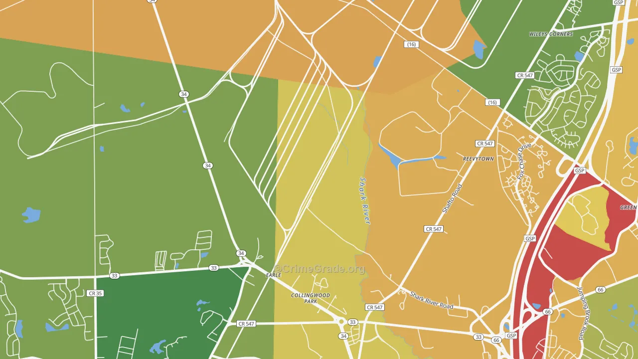 Reevytown, NJ Map of Assault Rates