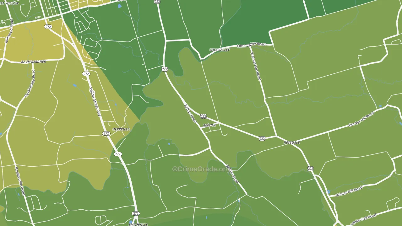 Refton, PA Map of Assault Rates