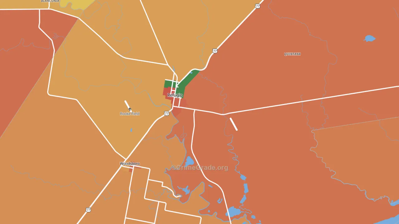 Refugio County, TX Map of Assault Rates