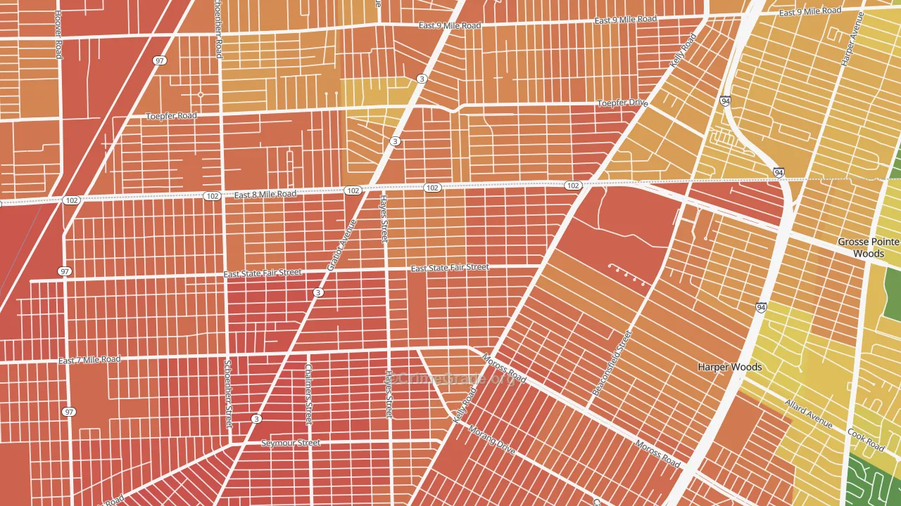 Regent Park, Detroit, MI Map of Assault Rates