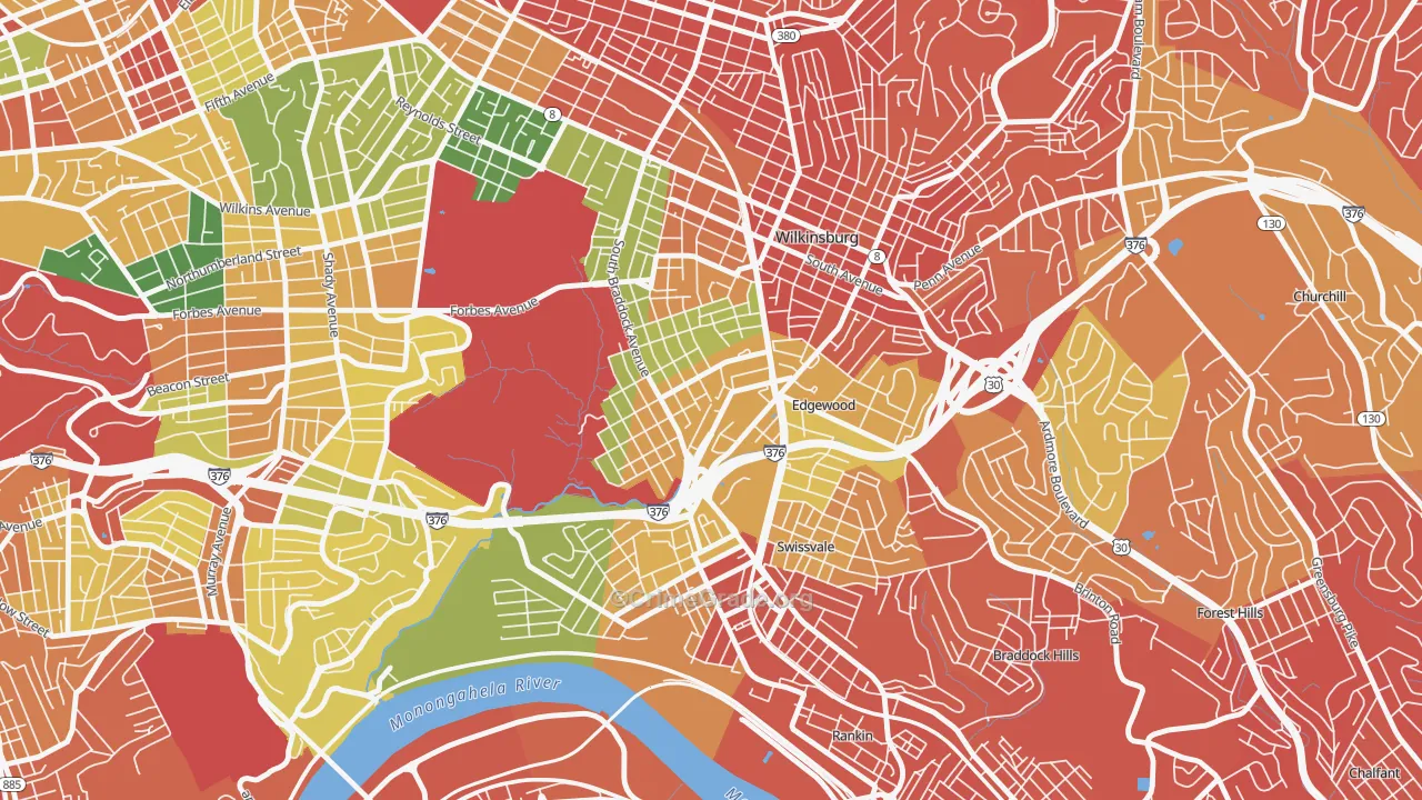 Regent Square, Pittsburgh, PA Map of Assault Rates