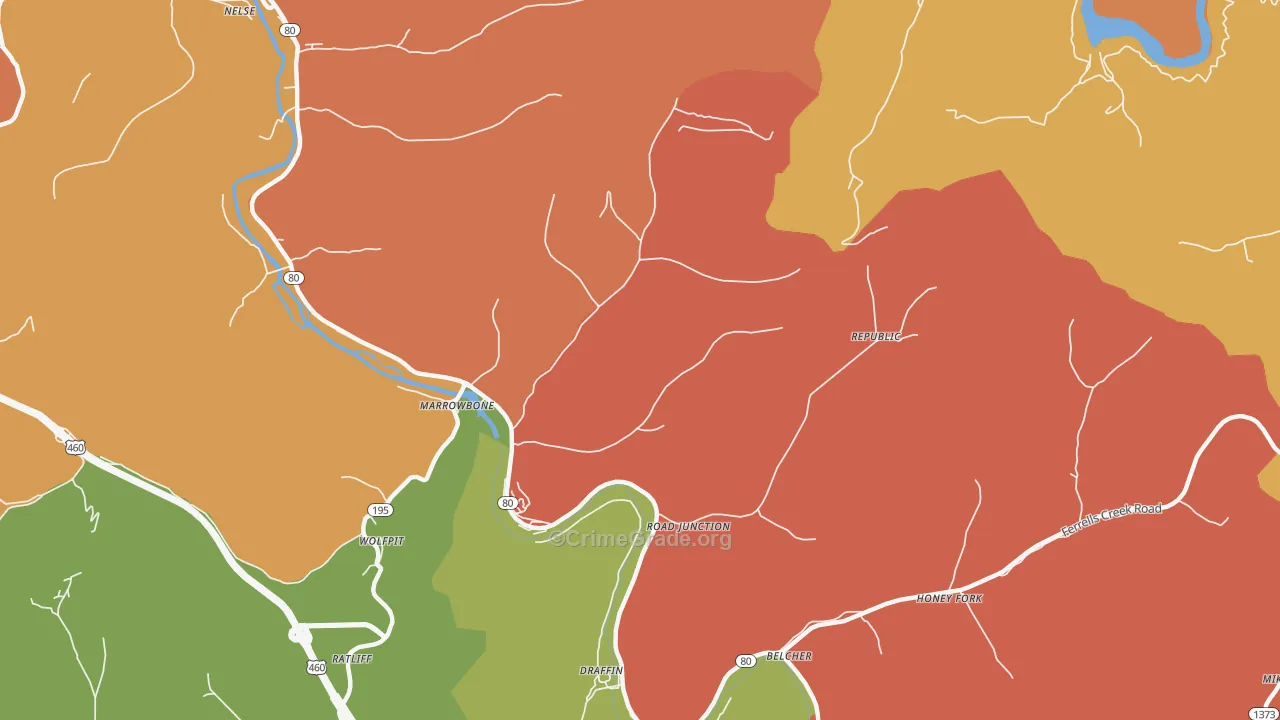 Regina, KY Map of Assault Rates