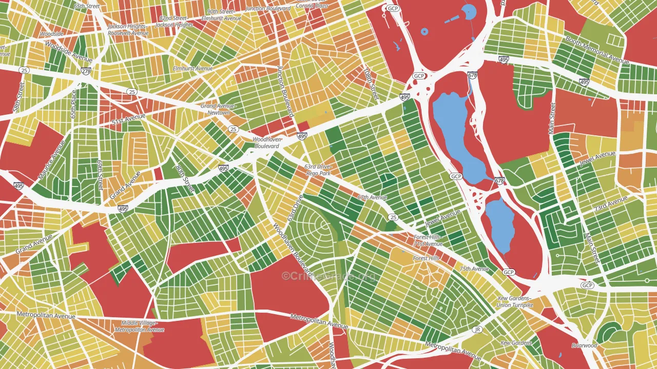 Rego Park, Queens, NY Map of Assault Rates