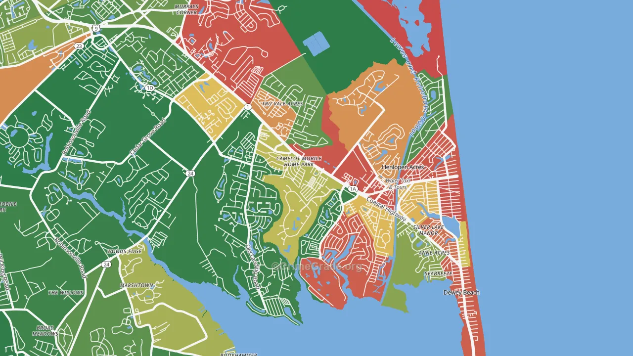 Rehoboth Beach, DE Map of Assault Rates