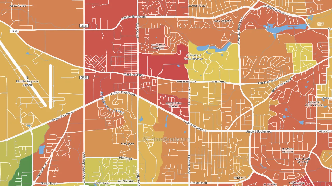 Reichlieu, Mobile, AL Map of Assault Rates