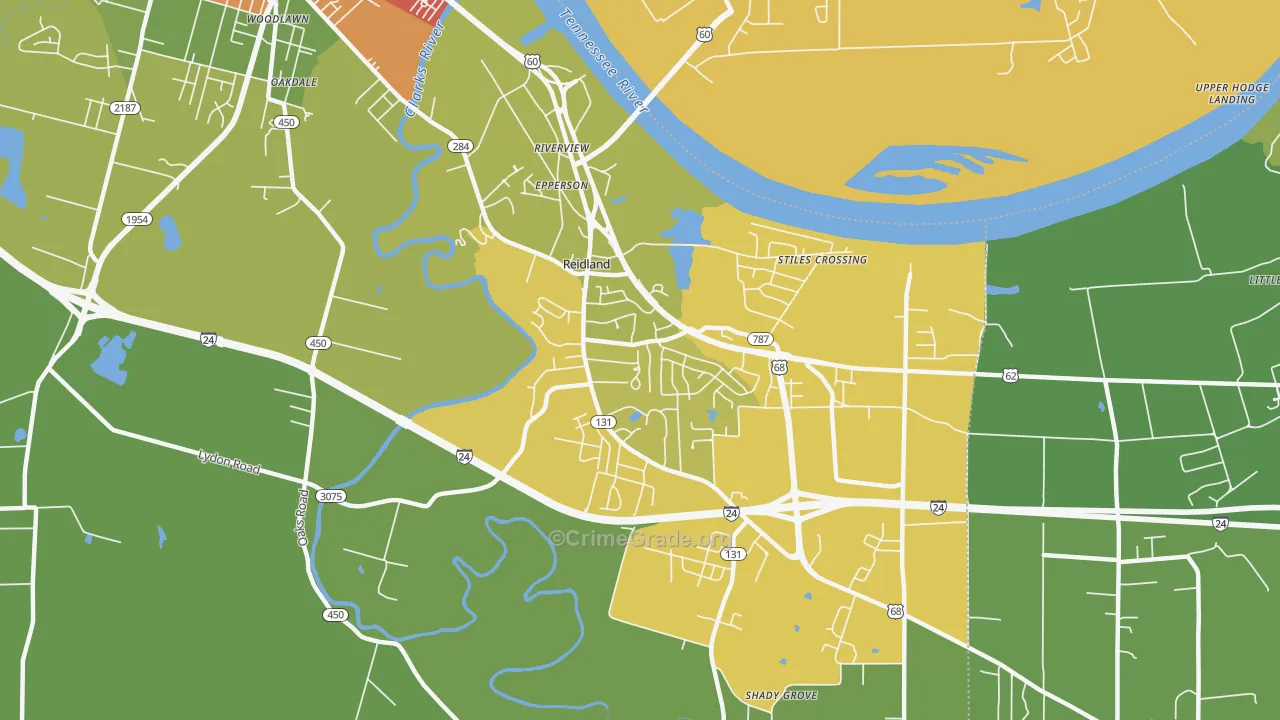 Reidland, KY Map of Assault Rates