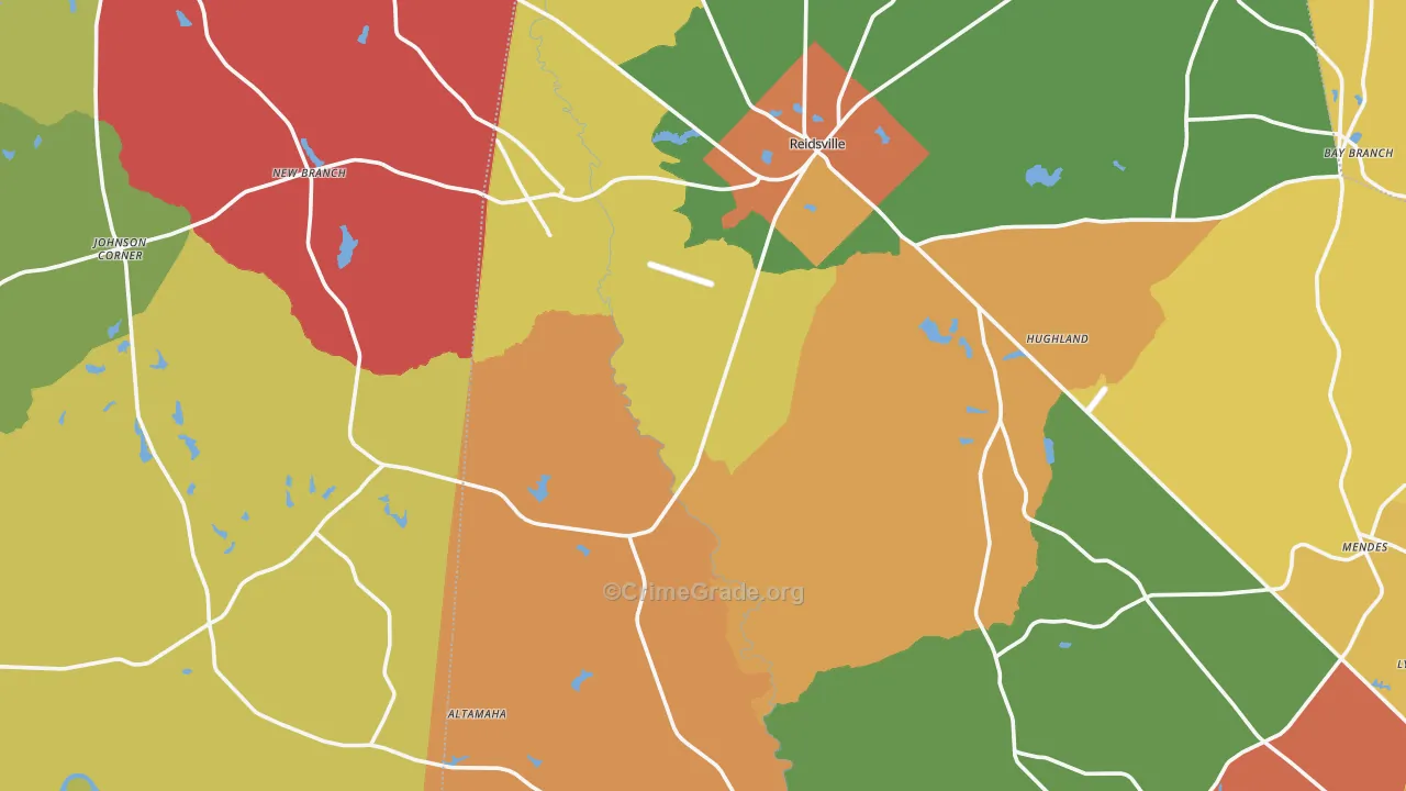 Reidsville, GA Map of Assault Rates