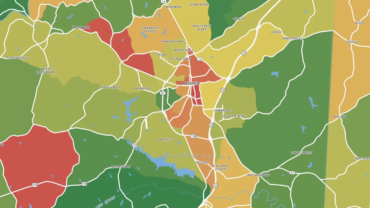 Reidsville, NC Map of Assault Rates