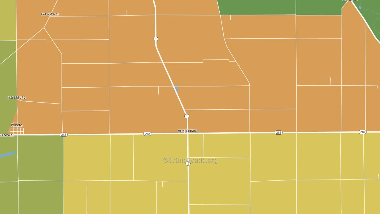 Reiffsburg, IN Map of Assault Rates