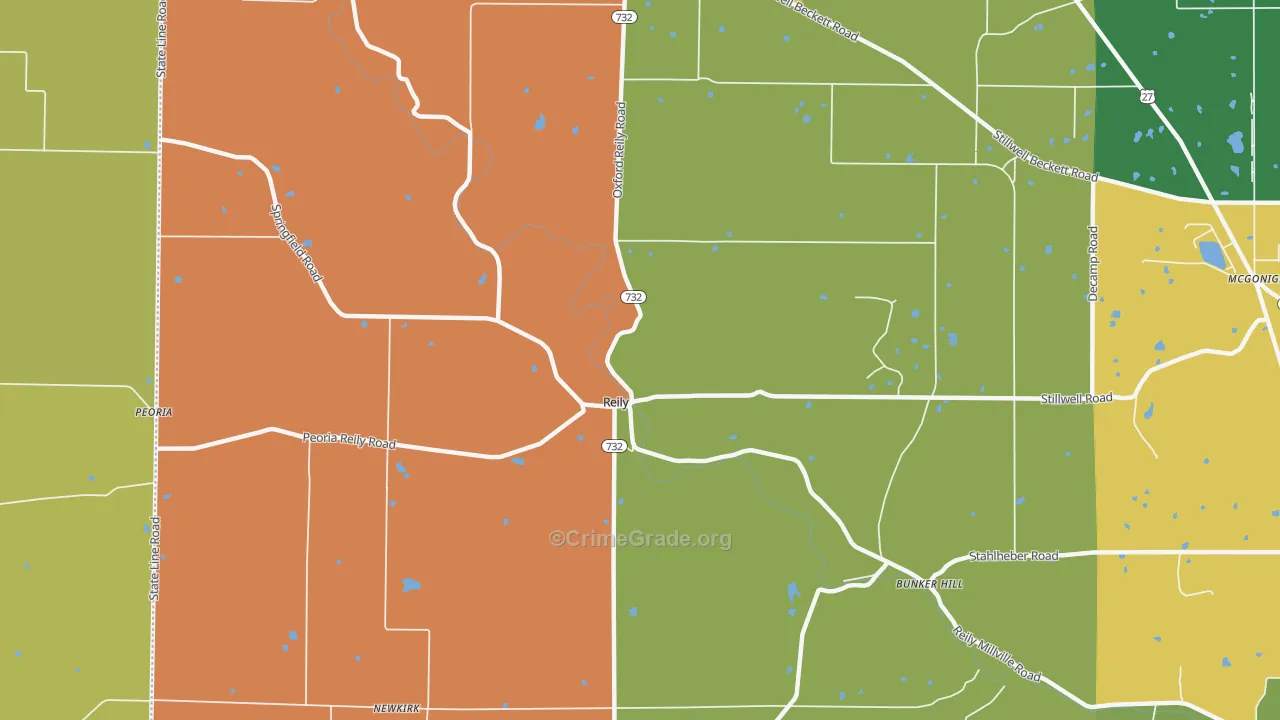 Reily, OH Map of Assault Rates