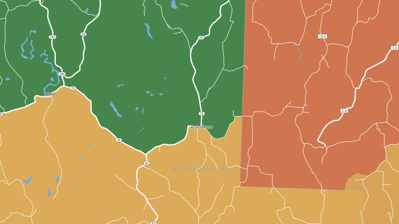 Reinersville, OH Map of Assault Rates