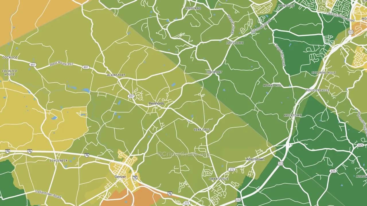 Reinholds, PA Map of Assault Rates