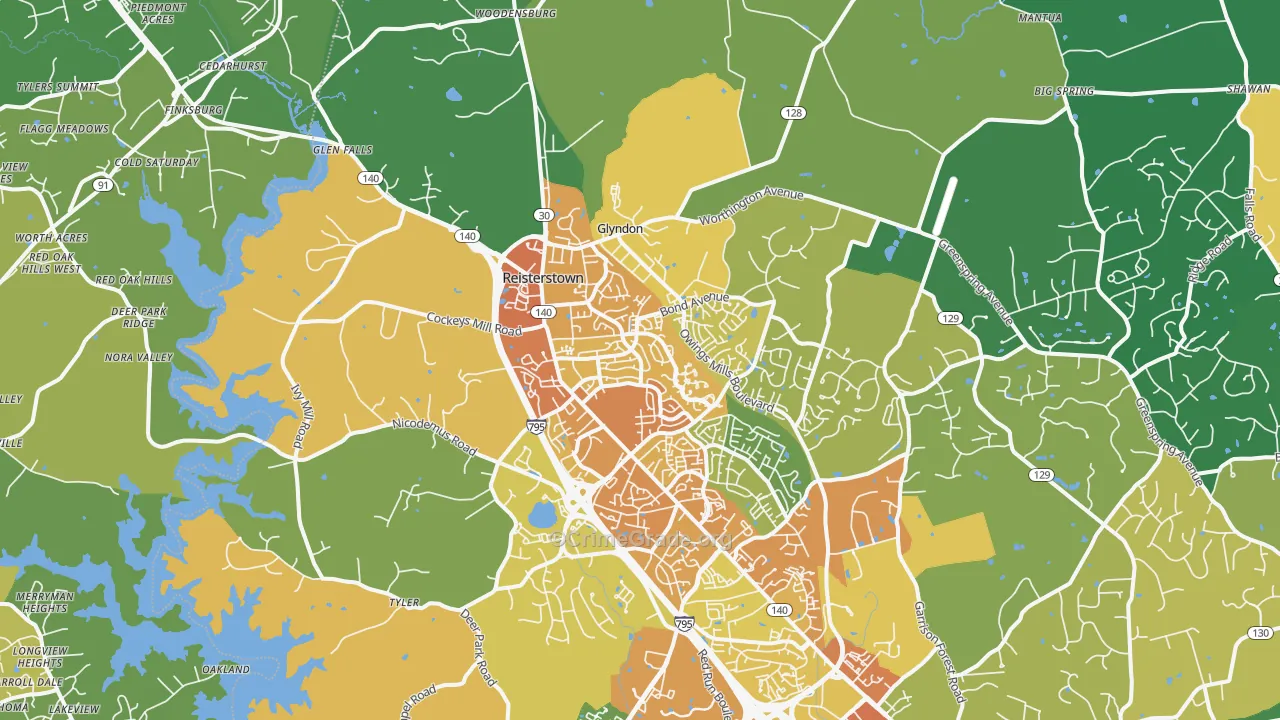 Reisterstown, MD Map of Assault Rates