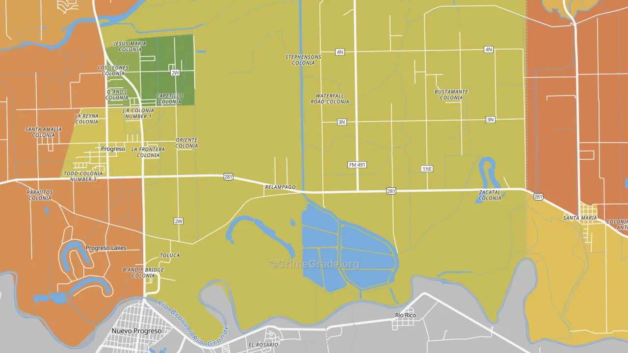 Relampago, TX Map of Assault Rates