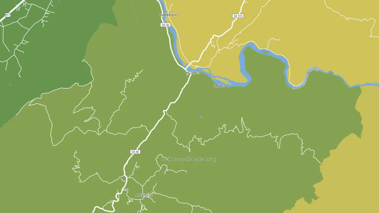 Reliance, TN Map of Assault Rates
