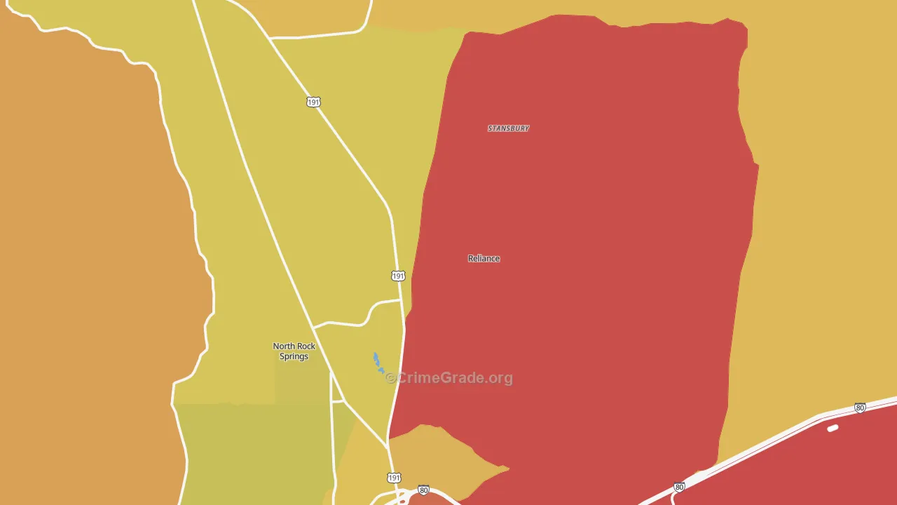 Reliance, WY Map of Assault Rates