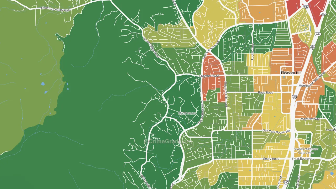 Reliez Valley, CA Map of Assault Rates