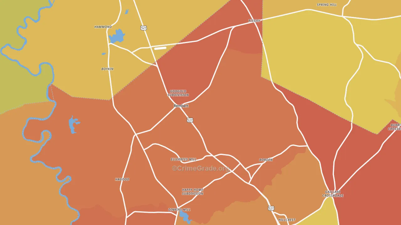 Rembert, SC Map of Assault Rates