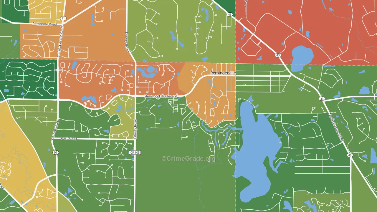 Reminderville, OH Map of Assault Rates