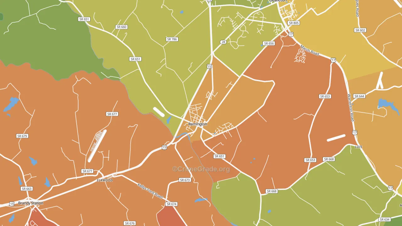 Remington, VA Map of Assault Rates