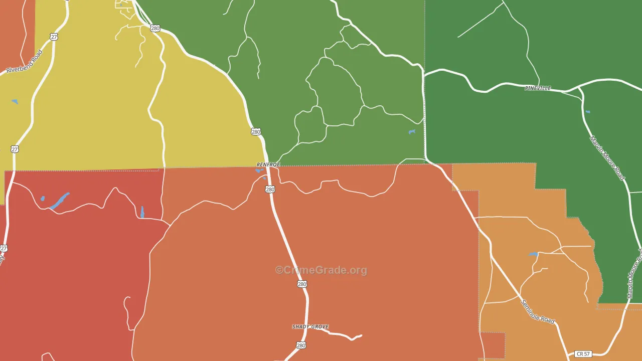 Renfroe, GA Map of Assault Rates
