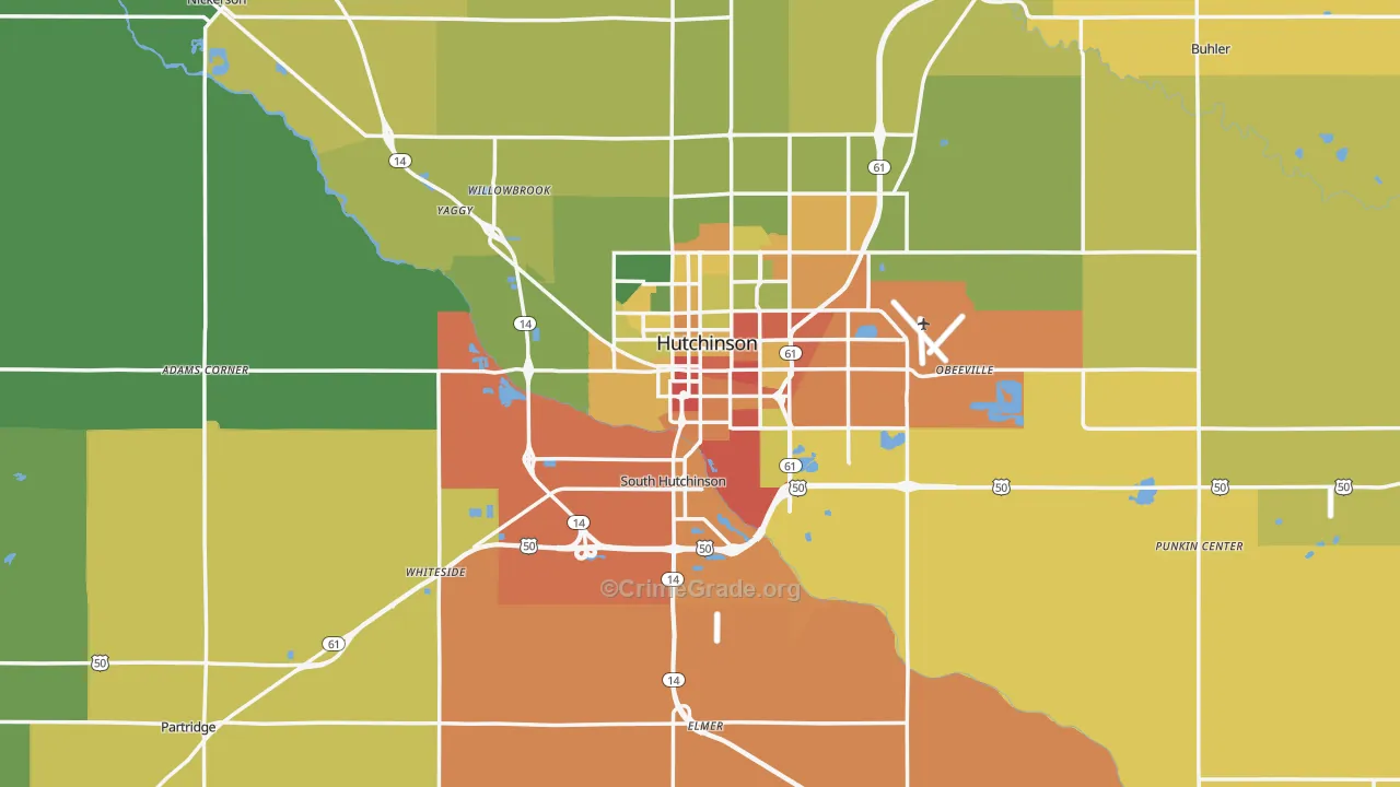 Reno County, KS Map of Assault Rates