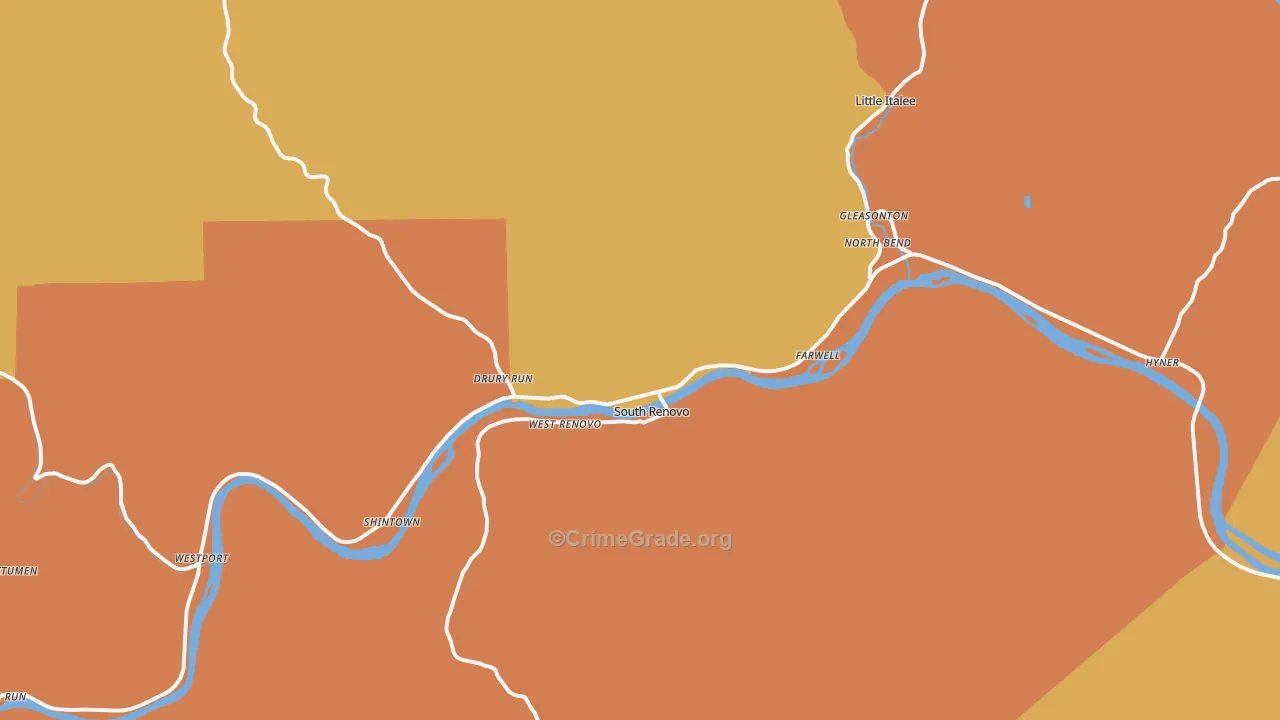Renovo, PA Map of Assault Rates