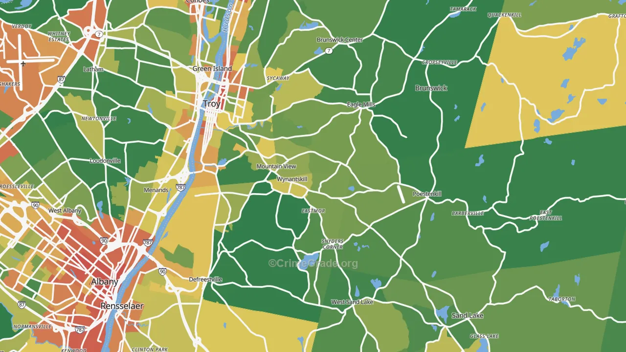 Rensselaer County, NY Map of Assault Rates