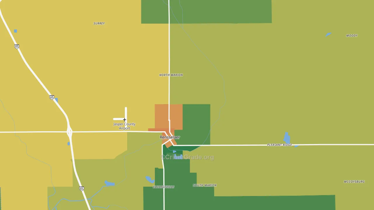 Rensselaer, IN Map of Assault Rates