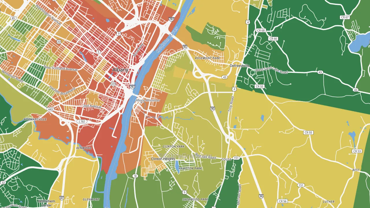 Rensselaer, NY Map of Assault Rates