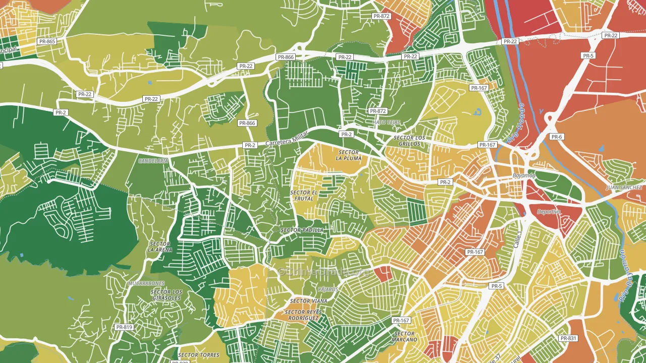 Reparto Valencia, Bayamon, PR Map of Assault Rates