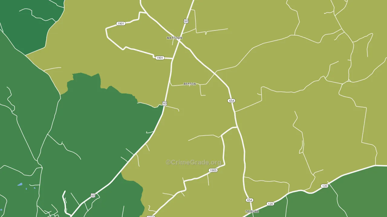 Repton, KY Map of Assault Rates