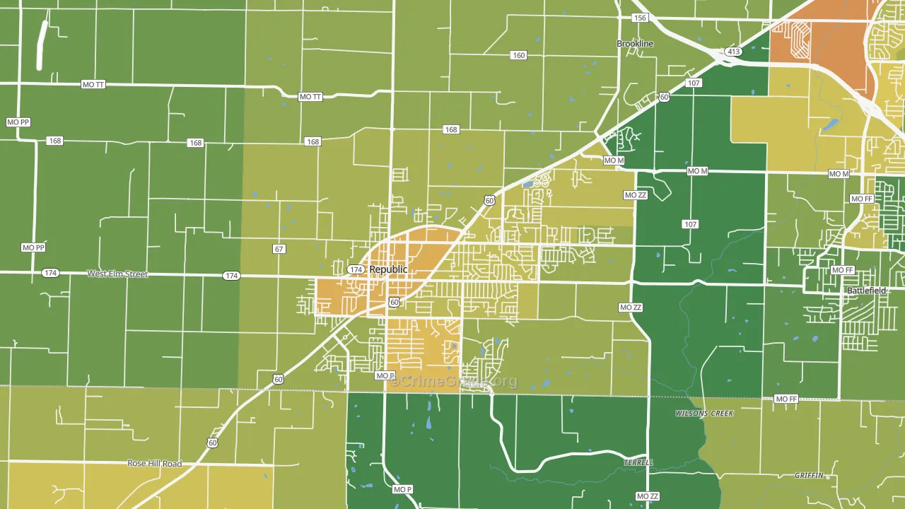 Republic, MO Map of Assault Rates