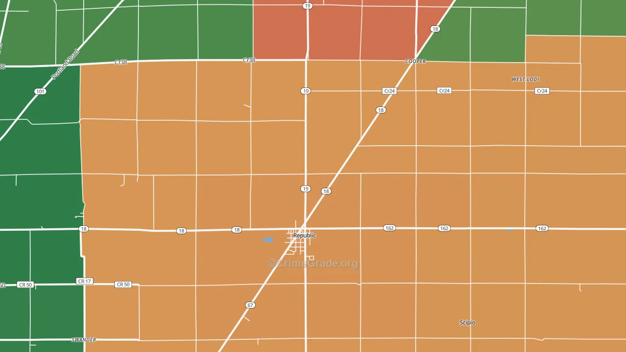 Republic, OH Map of Assault Rates