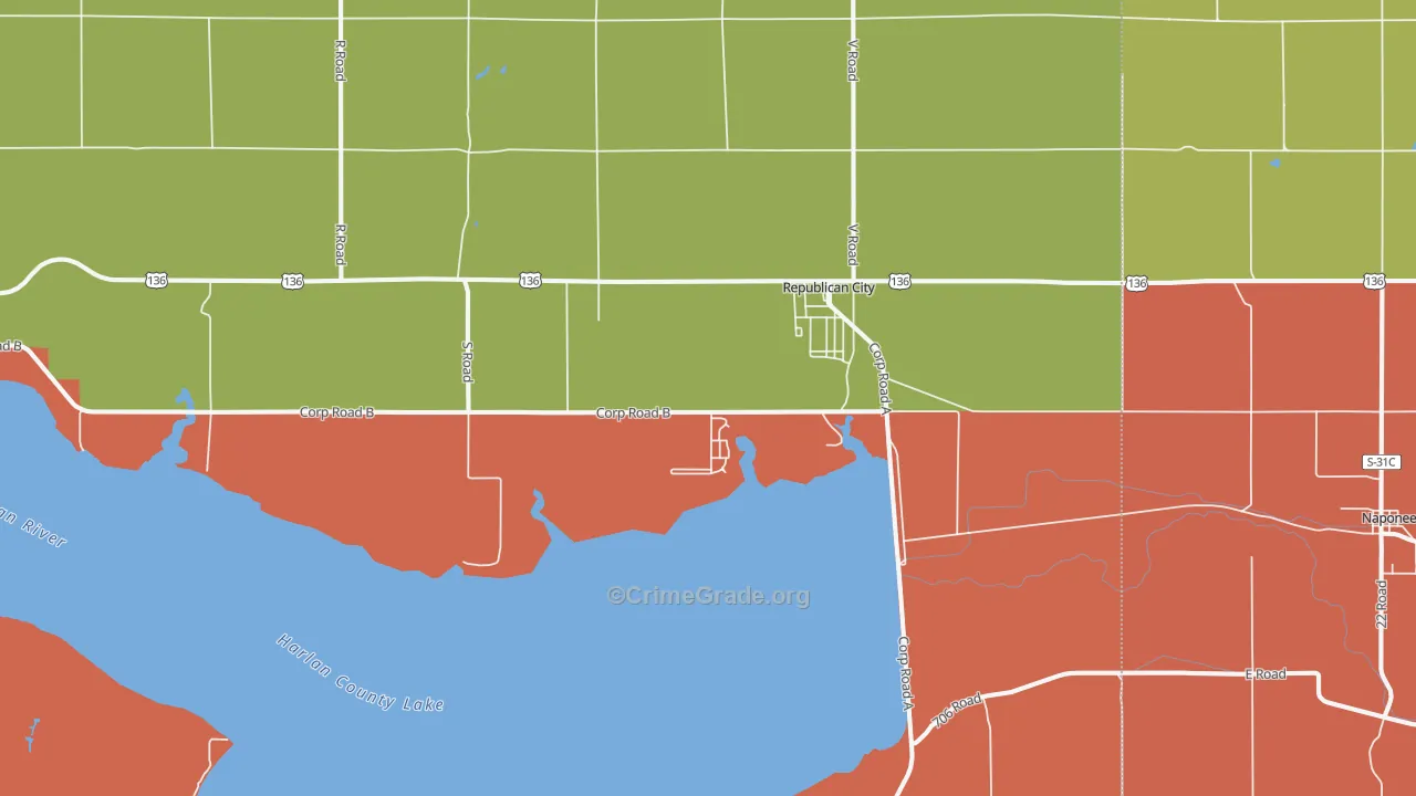 Republican City, NE Map of Assault Rates