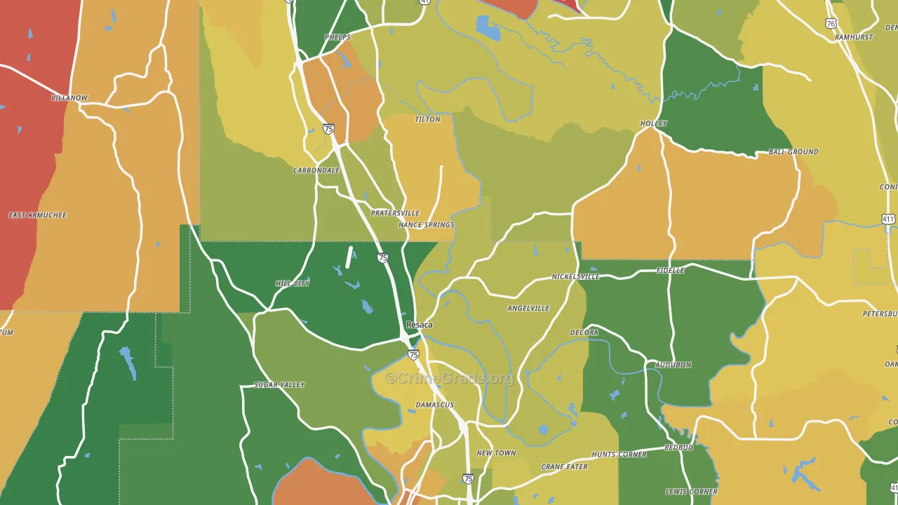 Resaca, GA Map of Assault Rates