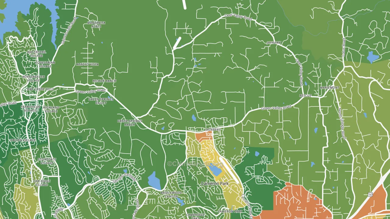 Rescue, CA Map of Assault Rates