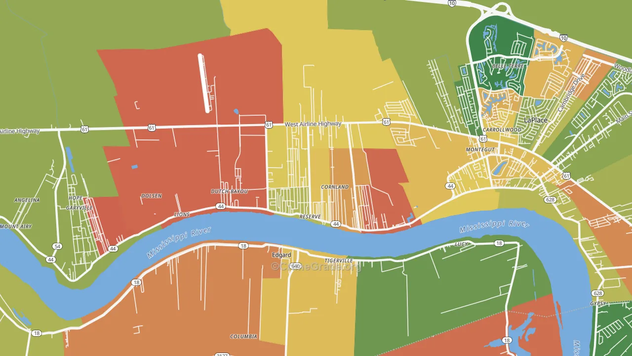 Reserve, LA Map of Assault Rates