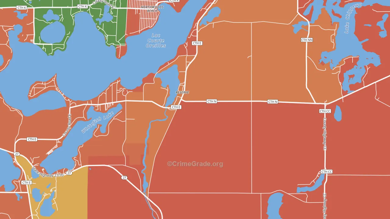 Reserve, WI Map of Assault Rates