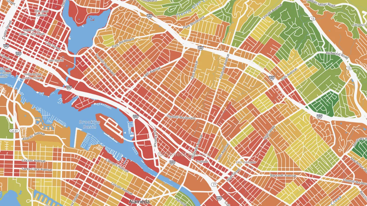Reservoir Hills, Oakland, CA Map of Assault Rates